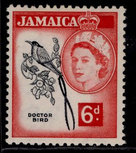 JAMAICA QEII SG166, 6d black & deep rose-red, M MINT.