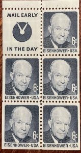 US #1393b MNH Booklet Pane of 5 + ME Label D D Eisenhower SCV $2.25 L42