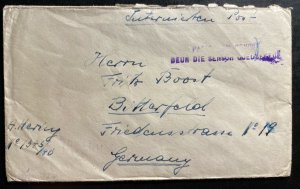 1940s German POW Prisoner Of War Camp Pretoria South Africa Cover To Germany B