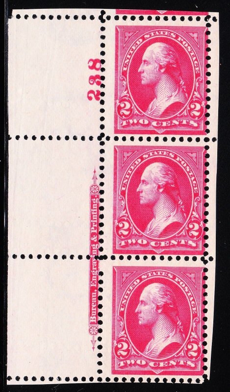 MOstamps - US #267 Mint OG NH Plate # Strip of 3 - Lot # MO-23A SCV $57.50