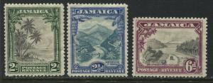 Jamaica KGV 1932 2d, 2 1/2d, and 6d mint o.g.