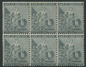 1882-3 Cape of Good Hope ½d grey black (SG40a)  block of 6,