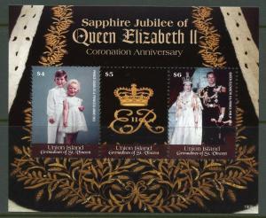 UNION ISLAND 2019 SAPPHIRE JUBILEE OF QUEEN ELIZABETH II S/S  MINT NEVER HINGED