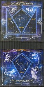 Mali 2013 Space Astronomy Constellations Zodiac Sheet + S/S MNH