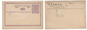 Victoria 1878 1d postal card fine unused printed for Glen & Co, Piano & Music