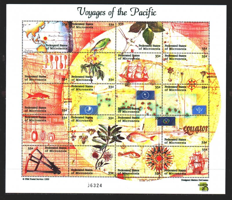 Micronesia. 1999. 745-64. Voyage to the Pacific Ocean, sailboats, birds. MNH. 