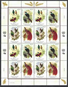 UN Geneva #597-600 1.40fr Endangered Species (2015). Full mini-sheet. MNH