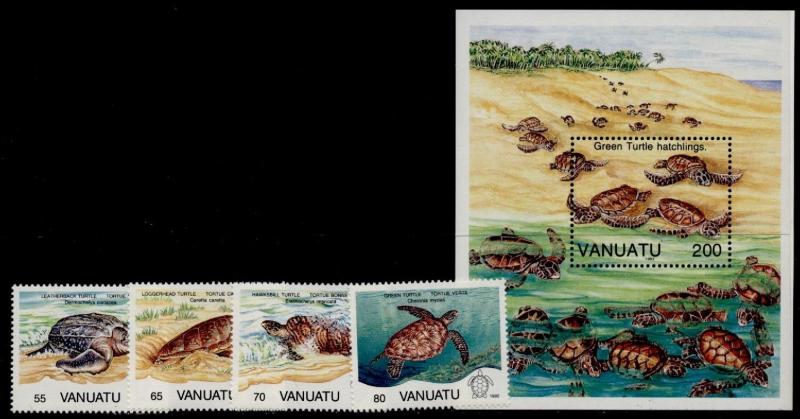 Vanuatu 577-81 MNH Turtles