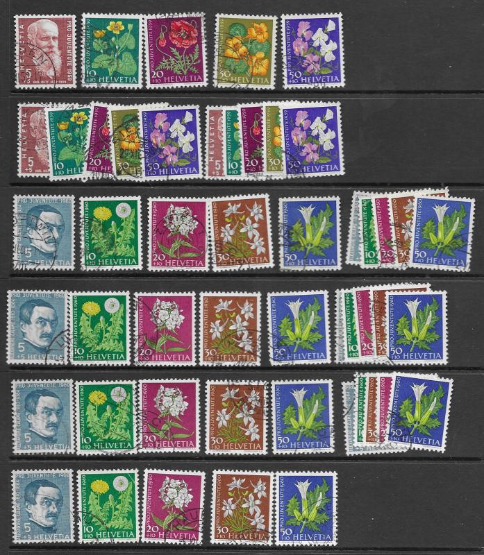 Switzerland B277-81,287-91,298-302 used sets,  f-vf, see desc. 2019CV $99.25