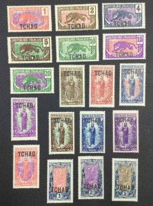 MOMEN: FRENCH COLONIES IN CHAD SC #1-18 1922 MINT OG H LOT #63123