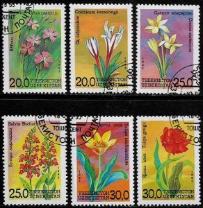 Uzbekistan #38-43 Used Set - Flowers (b)