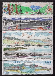St Pierre & Miquelon 1992-2001, 5 Different Pairs With Labels MNH