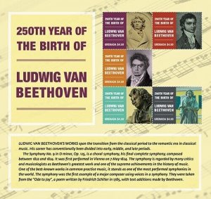 Grenada 2020 - Ludwig Van Beethoven Music - Sheet of 5 Stamps Scott #4376 - MNH