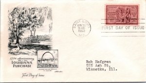 FDC 1953 SC #1020 Artmaster Cachet - St Louis, Mo - Single - F76435