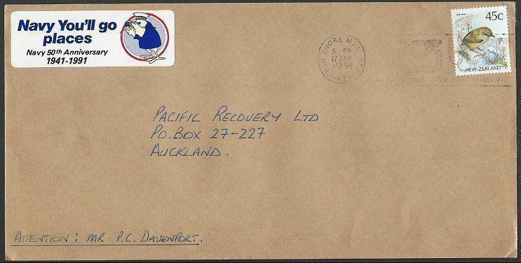 NEW ZEALAND 1991 cover 50th ANNIV NAVY, Cinderella.........................13265