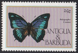 Antigua & Barbuda 1985 MNH Sc #850 25c Polygrapha cyanea Butterflies