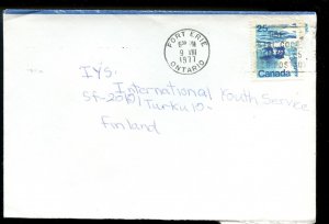 ?25c single use to FINLAND 1977 FANCY DOG on back, air mail cover Canada