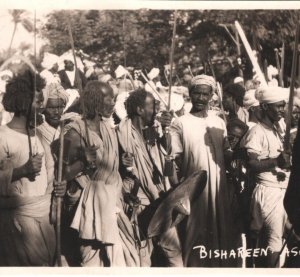 SUDAN Postcard ETHNIC PPC *BISHARI TRIBE* Real Photo BISHAREEN Unused MA1265