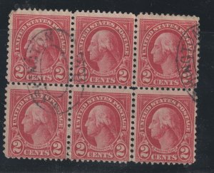 U.S Scott 634 block of 6  Dark Carmine used PSE cert