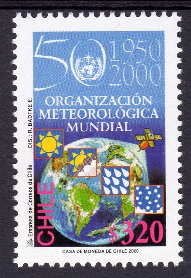Chile 2000 World Meteorological 50th./Satellite/Map/UN  (1) MNH Sc # 1339