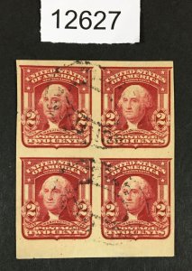 MOMEN: US STAMPS # 320A LAKE SHADE IMPERF BLOCK OF 4 USED XF $275 LOT #12627