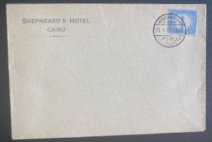 1911 Cairo Egypt Shepheards Hotel Post Office  cover