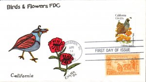 #1957 California Birds - Flowers Combo Slyter FDC