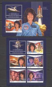 HM0768 2018 GUINEA-BISSAU SALLY RIDE BARACK OBAMA SPACE #10025-9+BL1727 MNH