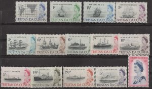 Tristan da Cunha # 71-84  QE II Ships, complete   (14) Mint NH