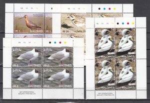 Maldives, Scott cat. 2900-2903. Birds on 4 sheets of 4.