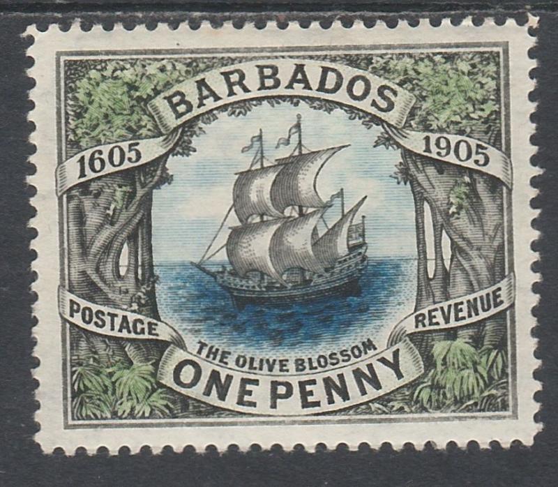 BARBADOS 1906 SHIP TERCENTENARY 1D