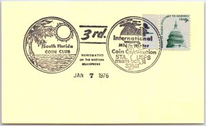 US POSTAL CARD SPECIAL EVENT POSTMARK INTL MID-WINTER COIN CONVENTION MIAMI 1976