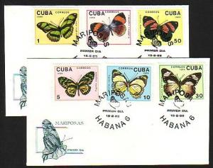 Cuba, Scott cat. 3102-3107. Butterflies issue. 2 First Day Covers.