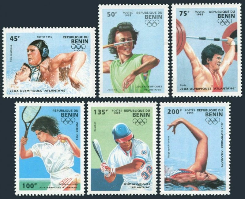 Benin 734-740,MNH.Michel 624-629,Bl.8. Pre-Olympics Atlanta-1996:Tennis,Polo,