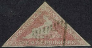 CAPE OF GOOD HOPE 1855 TRIANGLE 1D PERKINS BACON PRINTING USED 