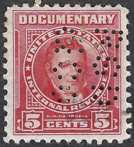 United States #R658 5¢ G.W. Campbell (1954). Carmine. Fine centering. Used.