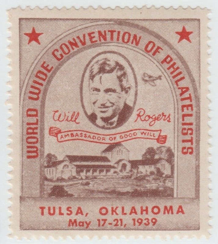 USA Cinderella Will Rogers stamp 7-29-21 - Oklahoma mnh gum  1939