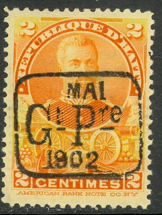 HAITI 1902 1c Deep Orange President Sam Overprint Issue Sc 69 MH