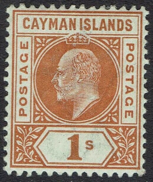 CAYMAN ISLANDS 1902 KEVII 1/- WMK CROWN CA