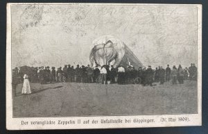 1909 Goppingen Germany Picture Postcard Cover Zeppelin II Disaster