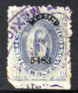 Mexico 1883 Foreign Mail Small Numeral 6¢ Blue Mexico District MX20