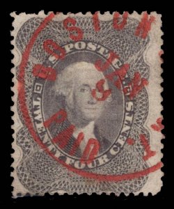 MOMEN: US STAMPS #37 RED BOSTON PAID CDS USED LOT #89622*