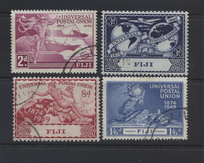 Fiji - Scott 141/144 - 1949 - UPU Issue Set of 4 Stamps - FU - CV $14.00.