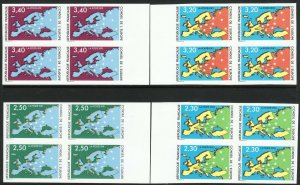 1990-1 France Map Europe imperf block set MNH Sc# 1O47 / 1O50 Maury $615.00 