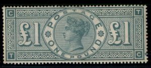 GREAT BRITAIN #124, £1 green, og, LH, some light toning on perf edges, Scott $4K