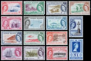 Cayman Islands Scott 135-149 (1953-59) Mint H F-VF Complete Set M