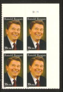 #4078 Ronald Reagan Plate Block Mint NH 