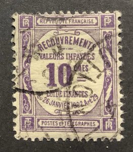 France 1908-1910 Scott J47 used - 10c, numeral