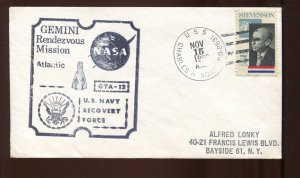 GEMINI 12 USS CHARLES H ROAN RECOVERY SHIP NOV 15 1966 HANDSTAMP CCL COVER GT165