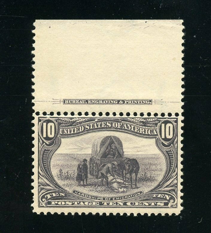 UNITED STATES 10c TRANS-MISSISSIPPI SCOTT#290 TOP MARGIN SINGLE IMPRINT MINT NH